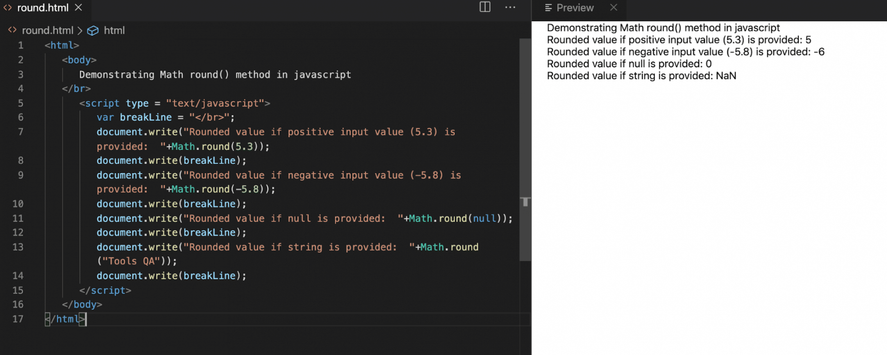 Math Object in JavaScript and different operations of JS Math function